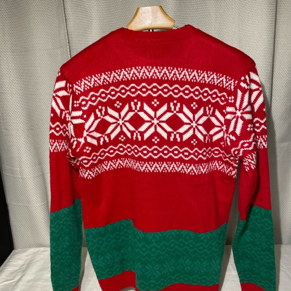 Dinosaur Holiday Sweater in Red and Green - Picture 2 of 3